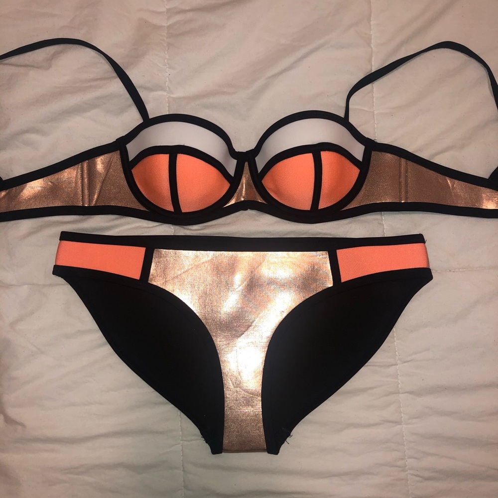 Triangl Swimwear Bikini rose gold with light pink/orange